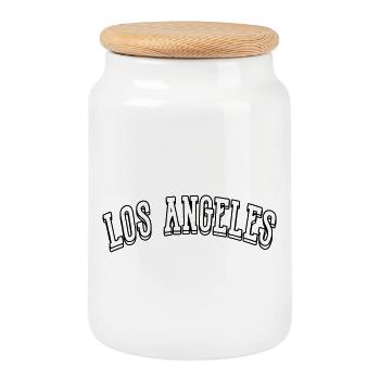 los angeles shirt - Keksdose mit Holzdeckel - Weiß - Vorne