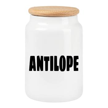 Antelope. For wheelchair users with humor # - Cookie Jar with Wooden Lid - white - Front