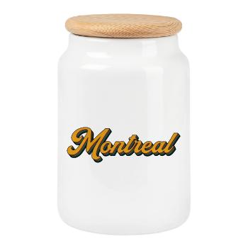 Montreal Retro Script Multicolor Shadow - Cookie Jar with Wooden Lid - white - Front