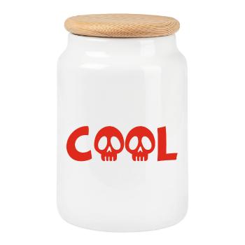 Skull and cool (red) - Cookie Jar with Wooden Lid - white - Front