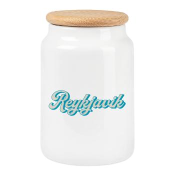 Reykjavik Neon Script - Cookie Jar with Wooden Lid - white - Front