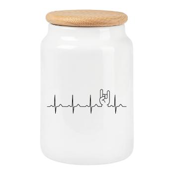 Heavy Metal ECG French Friesfork Heartbeat Festival - Cookie Jar with Wooden Lid - white - Front