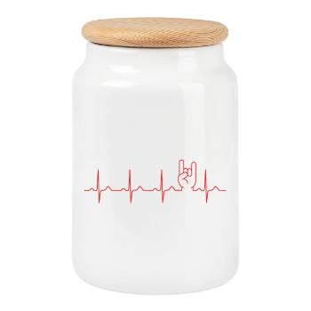 Heavy Metal ECG French Friesfork Heartbeat Festival - Cookie Jar with Wooden Lid - white - Front