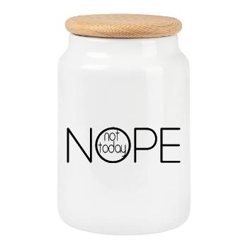 NEIN, HEUTE NICHT V1 - Keksdose mit Holzdeckel - Weiß - Vorne