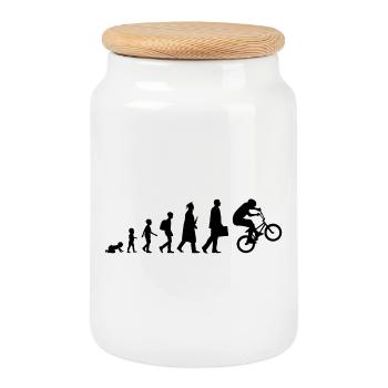 Entwicklung des BMX - Keksdose mit Holzdeckel - Weiß - Vorne