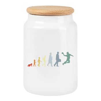 Évolution du handball vintage - Boîte à biscuits avec couvercle en bois - blanc - Devant