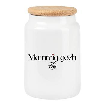 Mammig-gozh Triskell Fête grands-mères Bretonne - Boîte à biscuits avec couvercle en bois - blanc - Devant