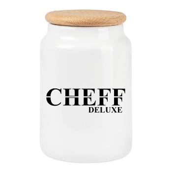Cheff Deluxe Design pour le Cheff - Boîte à biscuits avec couvercle en bois - blanc - Devant