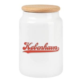 Kobenhavn Schriftzug Retro Logo - Keksdose mit Holzdeckel - Weiß - Vorne