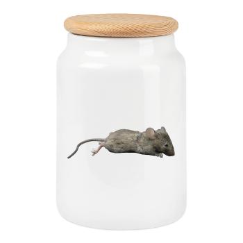 Mouse - Cookie Jar with Wooden Lid - white - Front