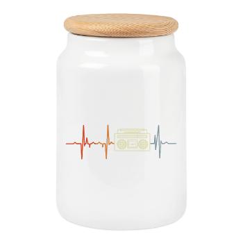 My heart beats for hip hop music - Cookie Jar with Wooden Lid - white - Front