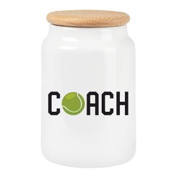 Entraîneur de tennis - Boîte à biscuits avec couvercle en bois - blanc - Devant