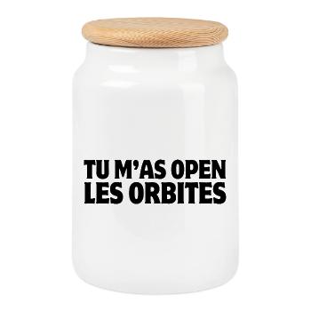 Open your eyes, tell the truth - Cookie Jar with Wooden Lid - white - Front