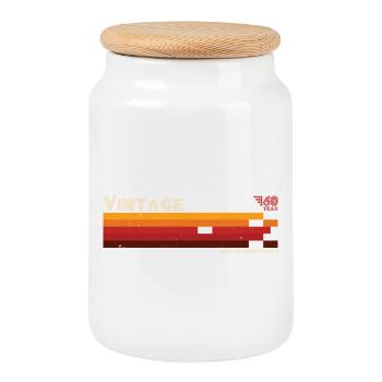 Vintage Sunset Stripes Retro - Cookie Jar with Wooden Lid - white - Front