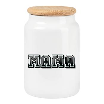 MOM - Cookie Jar with Wooden Lid - white - Front