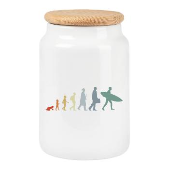 Évolution de l’enfant au surfeur - Boîte à biscuits avec couvercle en bois - blanc - Devant