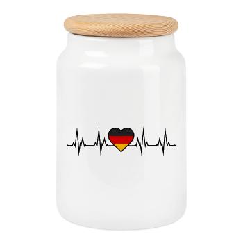 Battement de cœur en Allemagne - Boîte à biscuits avec couvercle en bois - blanc - Devant