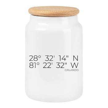 Coordonnées Orlando Floride - Boîte à biscuits avec couvercle en bois - blanc - Devant