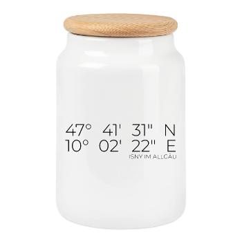 Coordonnées Isny im Allgäu - Boîte à biscuits avec couvercle en bois - blanc - Devant