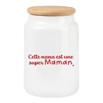 Super maman - Boîte à biscuits avec couvercle en bois - blanc - Devant