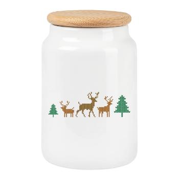 Weihnachten - Keksdose mit Holzdeckel - Weiß - Vorne