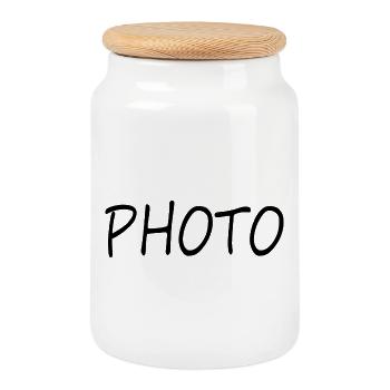 Photo Schriftzug Foto Bild - Keksdose mit Holzdeckel - Weiß - Vorne