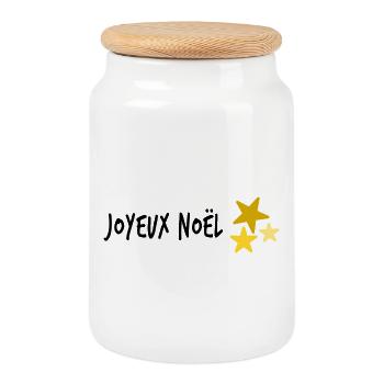 NOËL. JOYEUX NOËL. MERRY CHRISTMAS - Boîte à biscuits avec couvercle en bois - blanc - Devant