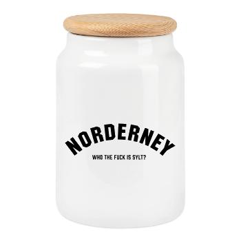 Norderney who the fuck is Sylt - Cookie Jar with Wooden Lid - white - Front