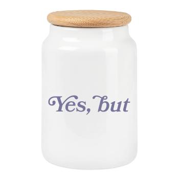 Yes, but... - Cookie Jar with Wooden Lid - white - Front