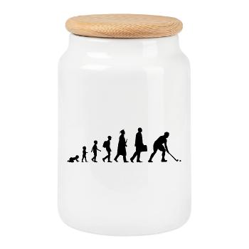 Development of field hockey - Cookie Jar with Wooden Lid - white - Front