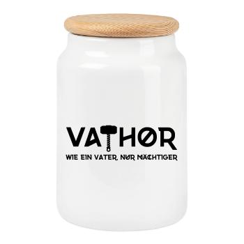 Vathor - Comme un père, mais en plus puissant - Boîte à biscuits avec couvercle en bois - blanc - Devant