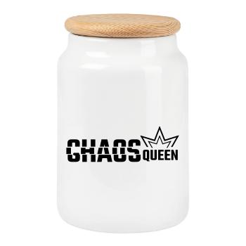 CHAOS QUEEN - Cookie Jar with Wooden Lid - white - Front