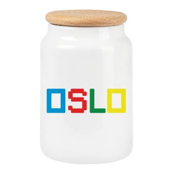 OSLO Norway Norwegen - Keksdose mit Holzdeckel - Weiß - Vorne