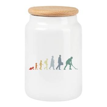 Évolution du hockey - Boîte à biscuits avec couvercle en bois - blanc - Devant