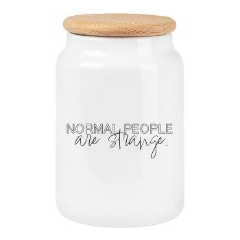 Les gens normaux sont étranges - Boîte à biscuits avec couvercle en bois - blanc - Devant