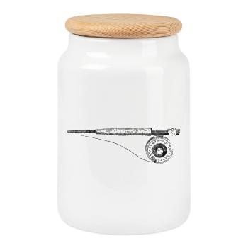 Fly fishing - Cookie Jar with Wooden Lid - white - Front