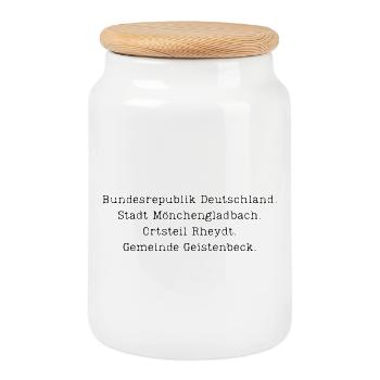 Ville de Mönchengladbach - Boîte à biscuits avec couvercle en bois - blanc - Devant