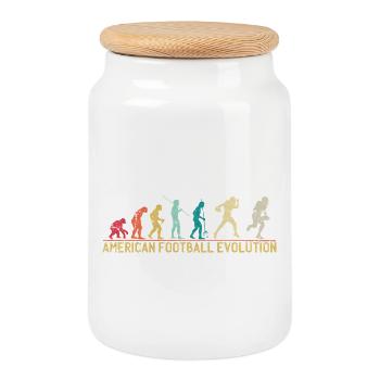Conception de l’évolution du football américain - Boîte à biscuits avec couvercle en bois - blanc - Devant