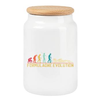 Formulaone Evolution Illustration - Cookie Jar with Wooden Lid - white - Front