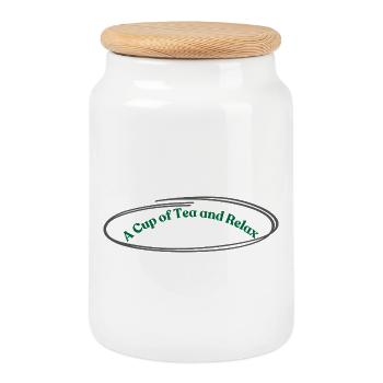 Thé et Détente vintage Design - Boîte à biscuits avec couvercle en bois - blanc - Devant