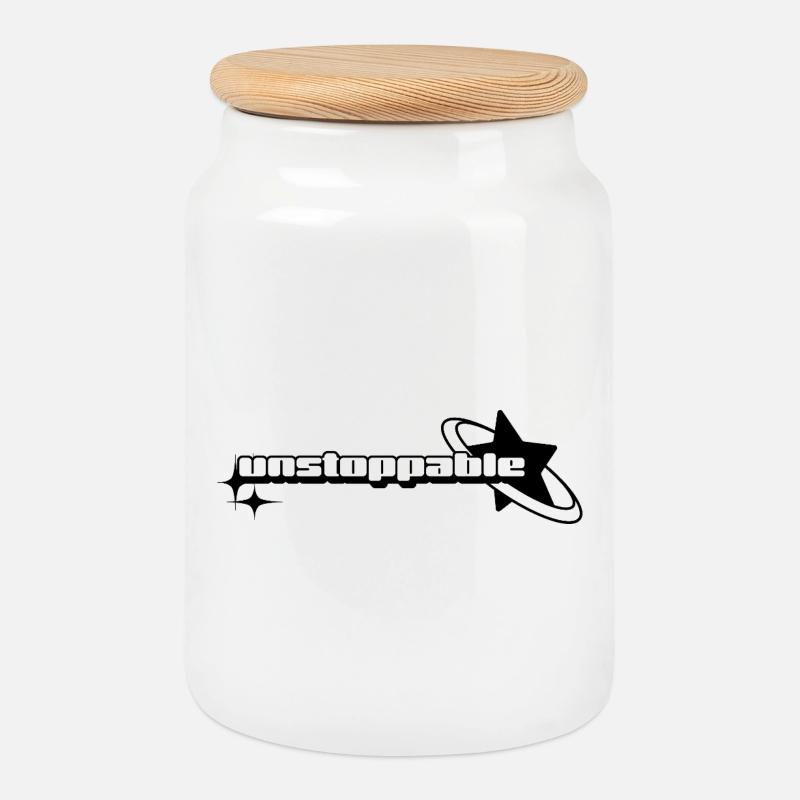 Unstoppable Graphic Design - Cookie Jar with Wooden Lid - white