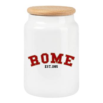 Rome_Est_1985 - Cookie Jar with Wooden Lid - white - Front
