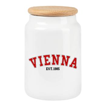 Vienna_Est_1985 - Cookie Jar with Wooden Lid - white - Front