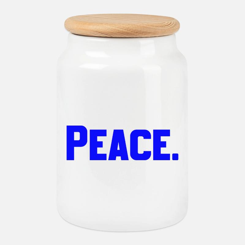 Peace - Keksdose mit Holzdeckel - Weiß