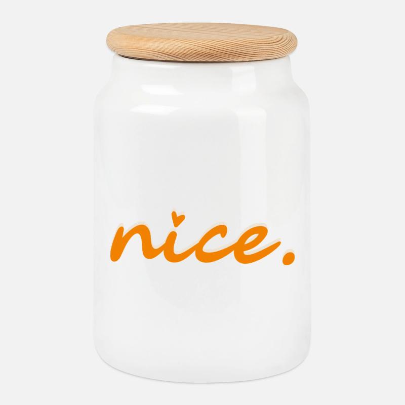 nice (orange mit hellem Schatten) - Keksdose mit Holzdeckel - Weiß
