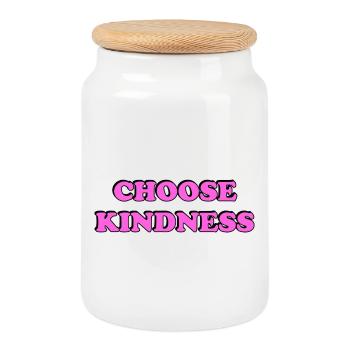 Choose Kindness pink - Cookie Jar with Wooden Lid - white - Front