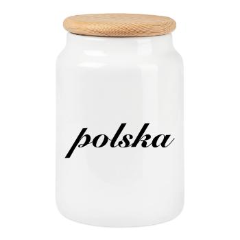 Polska Pologne Cadeau - Boîte à biscuits avec couvercle en bois - blanc - Devant
