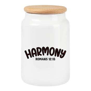 Harmony Red Line Typography - Cookie Jar with Wooden Lid - white - Front