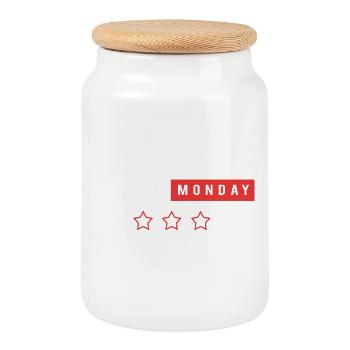 Virée shopping du Cyber Monday - Boîte à biscuits avec couvercle en bois - blanc - Devant