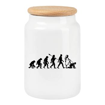 Evolution Bachelor Party - Cookie Jar with Wooden Lid - white - Front